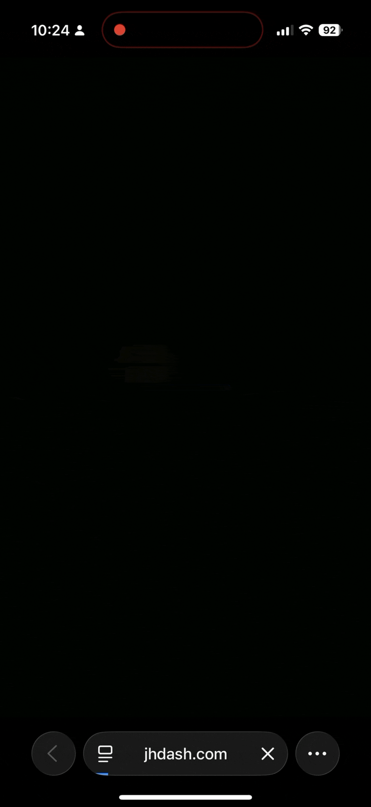 Screen recording of the JHDash! app showing transit, weather, snow depth, and daily message features